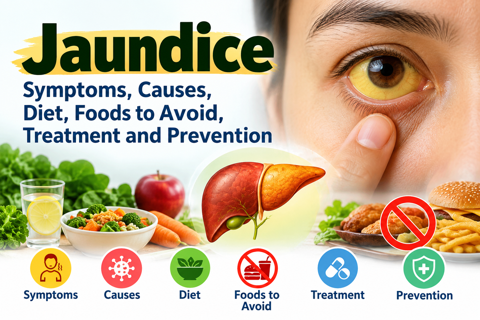 Jaundice: Symptoms, Causes,Foods to Avoid, Treatment and Prevention