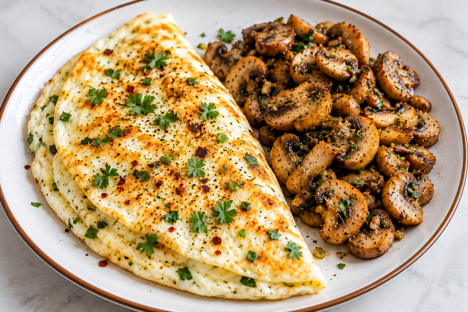 Egg White Omelette with Sauteed Mushrooms
