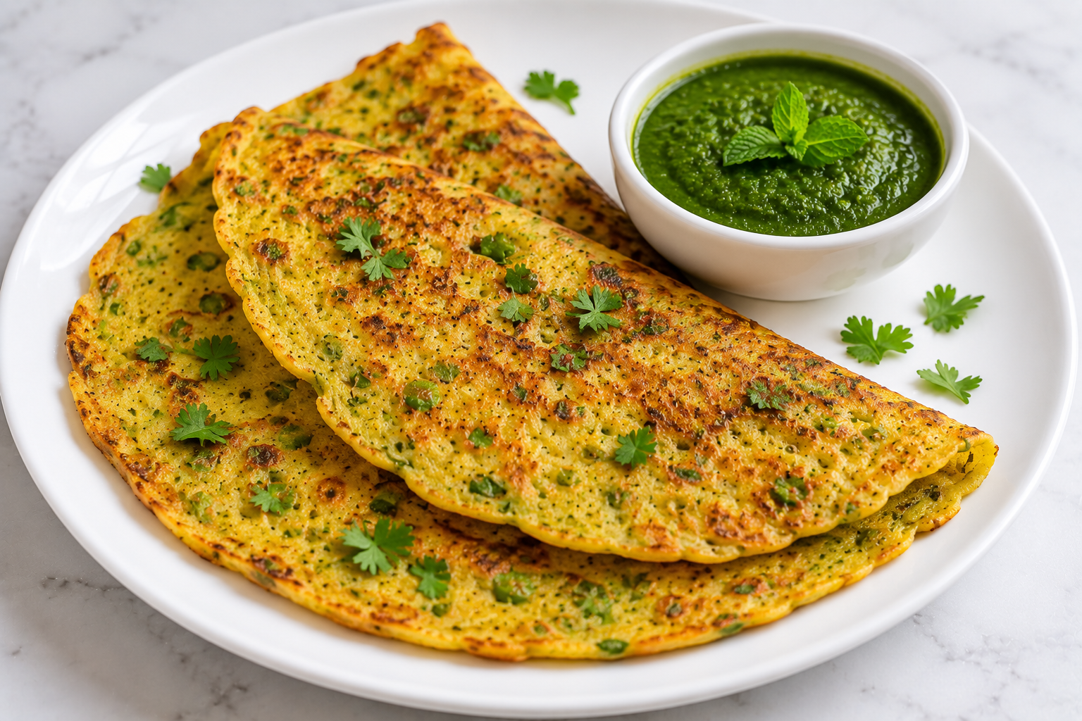 Green Peas Yellow Moong Dal Chilla