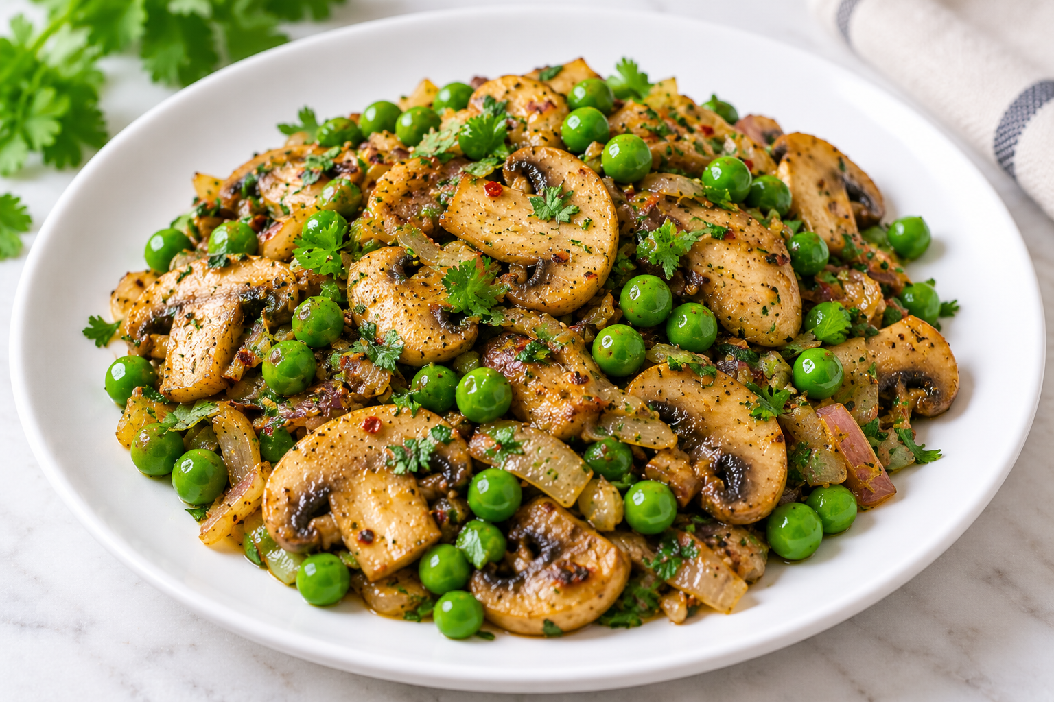 Mushroom Green Peas Stir-fry